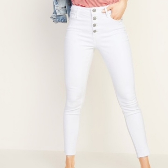 Old Navy Denim - Old Navy Rockstar Super Skinny High Waisted Raw Hem Button Fly 2 BNWT
